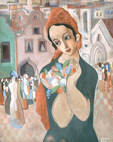 Kádár Béla (1877-1956) Hölgy virággal
