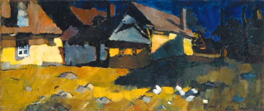 Nagy Oszkár (1883-1965) Sunlit houses in Baia Mare