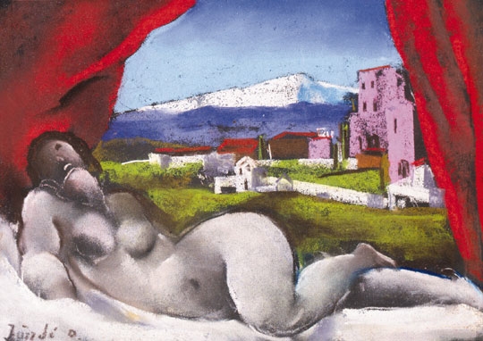 Jándi Dávid (1893-1944) Nude in landscape