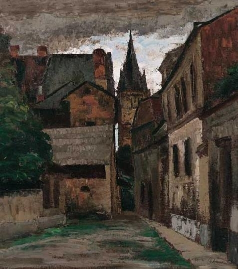 Orbán Dezső (1884-1987) Small town street scene