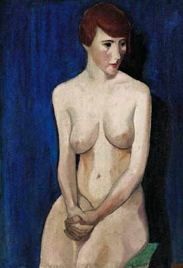 Bartoniek Anna (1896-1978) Nude with blue background