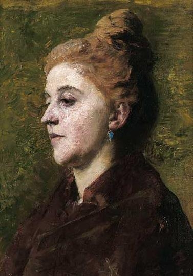 Bihari Sándor (1855-1906) Blond lady with blue ear-rings