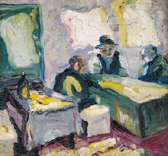 Scheiber Hugó (1873-1950) The artist and his friends