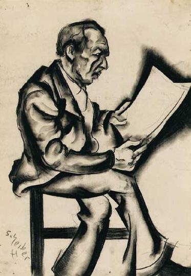Scheiber Hugó (1873-1950) Reading man