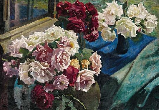 Ziffer Sándor (1880-1962) Bomló rózsacsokrok