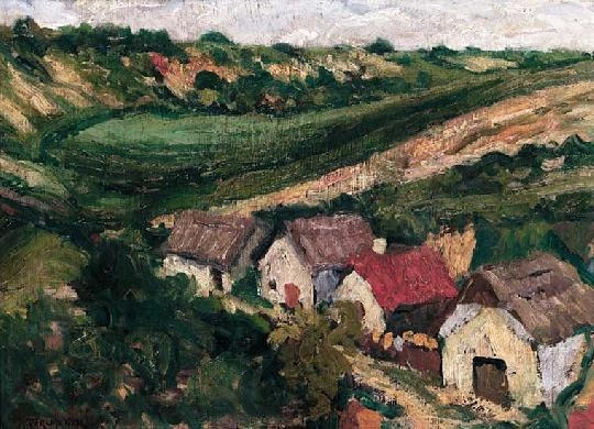 Perlmutter Izsák (1866-1932) Landscape with downs
