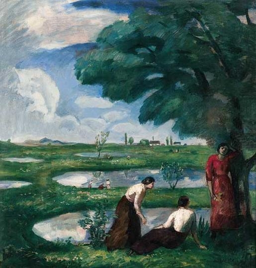Iványi Grünwald Béla (1867-1940) Resting on the lake-shore