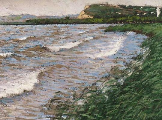 Poll Hugó (1867-1931) Waves on lake Balaton