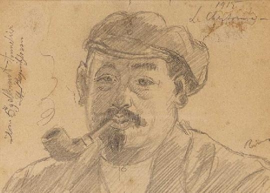 Rippl-Rónai József (1861-1927) Pipázó férfi, 1915