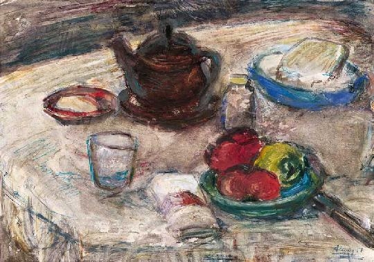 Almár György (1895-1974) Still life with teapot, 1957