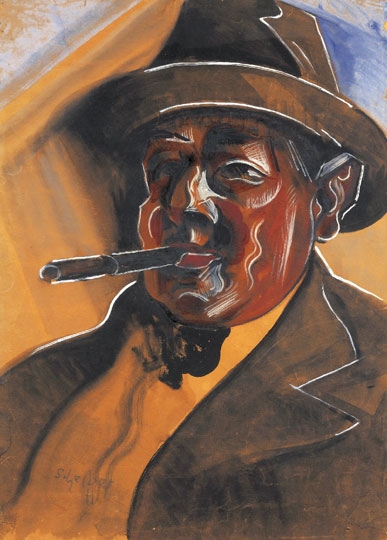 Scheiber Hugó (1873-1950) Önarckép kalappal