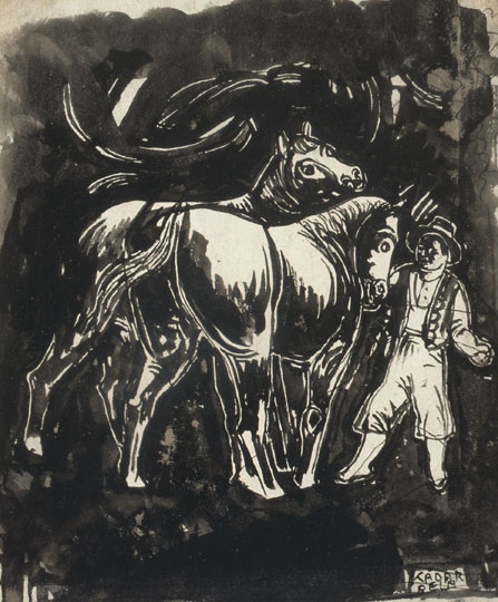 Kádár Béla (1877-1956) Farmer with his horses