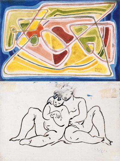 Kádár Béla (1877-1956) Microcosm, On the reverse: Woman- and man nudes