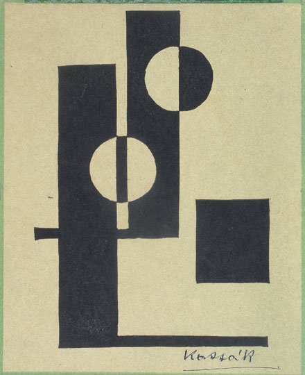 Kassák Lajos (1887-1967) Zöld kompozíció (Képarchitektúra), 1922(?)/1962-65