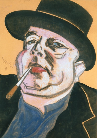 Scheiber Hugó (1873-1950) Önarckép cigarettával