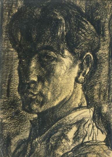 Vajda Lajos (1908-1941) Ifjúkori önarckép (Homlokba hulló hajjal), 1927