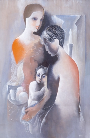 Kádár Béla (1877-1956) Anya két gyermekével, 1934