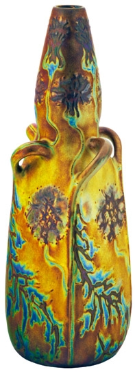 Zsolnay Nabis vase with carnation décor, Zsolnay, 1900   Décorplan: Tádé Sikorski
