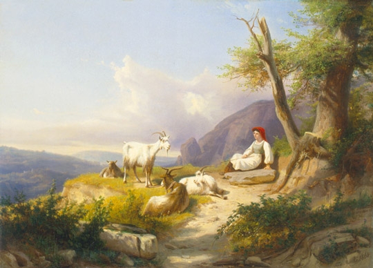 Markó András (1824-1895) Sheperdess in the mountains, 1864