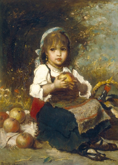 Bruck Lajos (1846-1910) Kislány almákkal