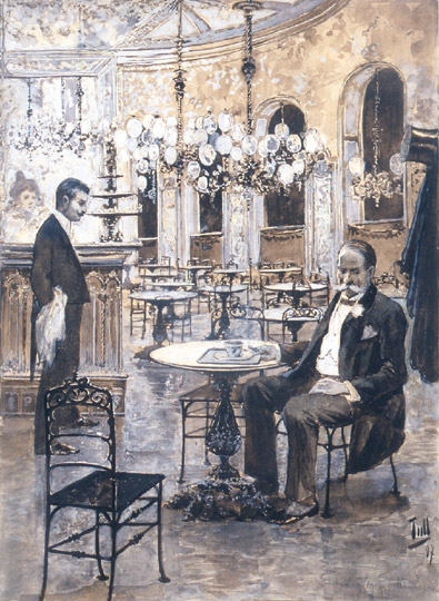 Tull Ödön (1870-1911) Bacherlor's christmas (In the coffee house), 1897