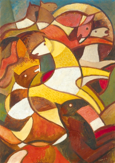 Gábor Jenő (1893-1968) Rider composition, 1962
