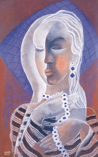 Kádár Béla (1877-1956) Fiatal nő nyaklánccal (Nő ékszerrel), 1930-as évek eleje