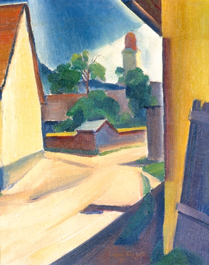 Ilosvai Varga István (1895-1978) Street detail with church, 1931