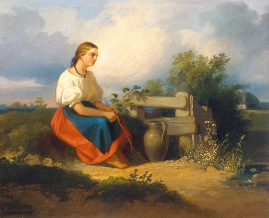 Böhm Pál (1839-1905) Woman with jar, 1860