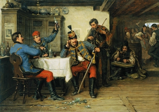 Bruck Lajos (1846-1910) Amusing hussars