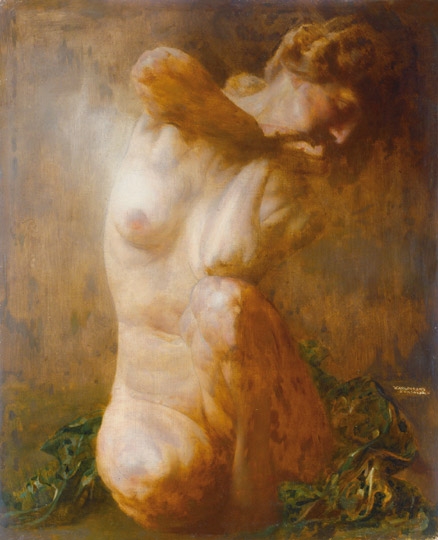 Karlovszky Bertalan (1858-1938) Stretching nude