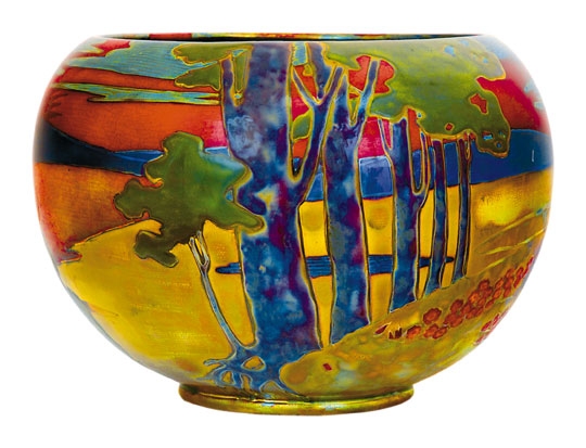 Zsolnay Rose-bowl with sun-disk's décor, Zsolnay, 1900 körül