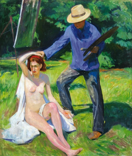 Benkhard Ágost (1882-1961) Festő és modellje, 1935