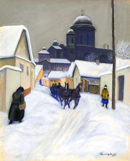 Tipary Dezső (1887-1964) The church of Esztergom in winter, 1925