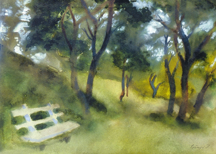 Szőnyi István (1894-1960) Bench in the garden