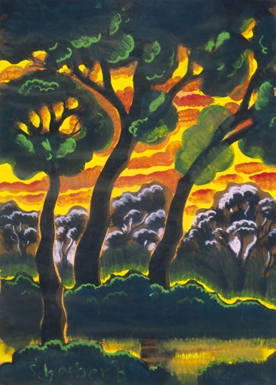 Scheiber Hugó (1873-1950) Lángoló erdő