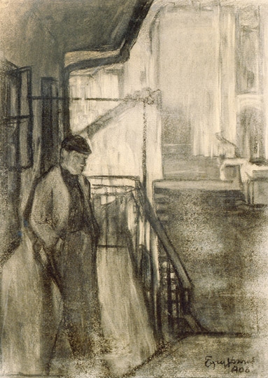Egry József (1883-1951) Man standing on the balcony, 1908