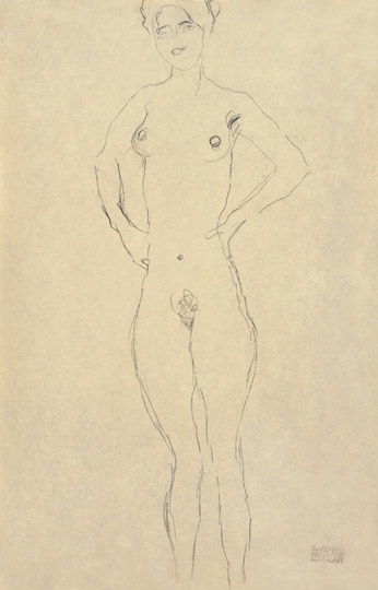 Klimt, Gustav (1862-1918) Álló női akt (Vázlat a Barátnőkhöz), 1916-1917