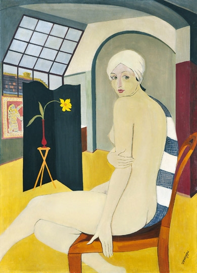 Vörös Géza (1897-1957) Akt műteremben (Turbános nő)