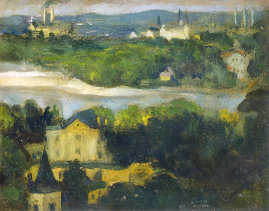 Schönberger Armand (1885-1974) Town next to the river, 1920