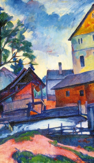 Ziffer Sándor (1880-1962) Utcarészlet híddal, 1923