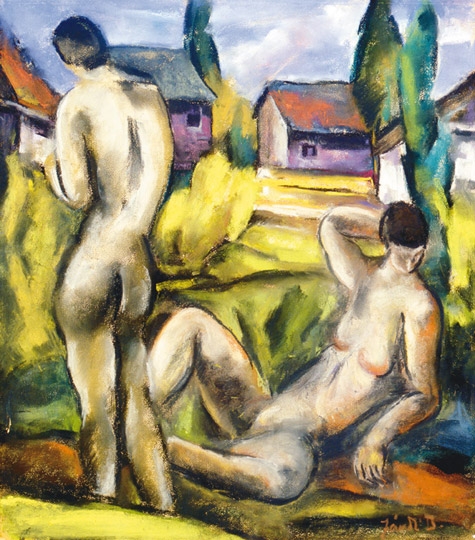 Jándi Dávid (1893-1944) Nudes in landscape