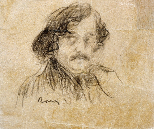 Rippl-Rónai József (1861-1927) Self-portrait, On the reverse: Detail of a letter