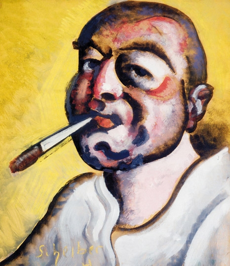 Scheiber Hugó (1873-1950) Cigarettázó önarckép