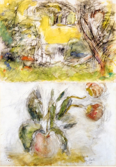 Czóbel Béla (1883-1976) The garden of the artist in Szentendre On the reverse: Tulips in vase