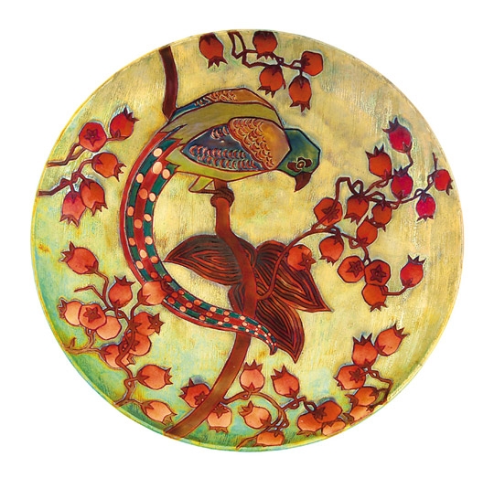 Zsolnay Bowl with bird of paradise décor, Zsolnay, 1905    Decorplan: Géza Nikelszky