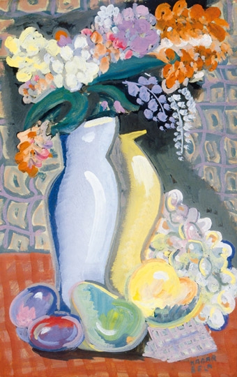 Kádár Béla (1877-1956) Virágcsendélet gyümölcsökkel