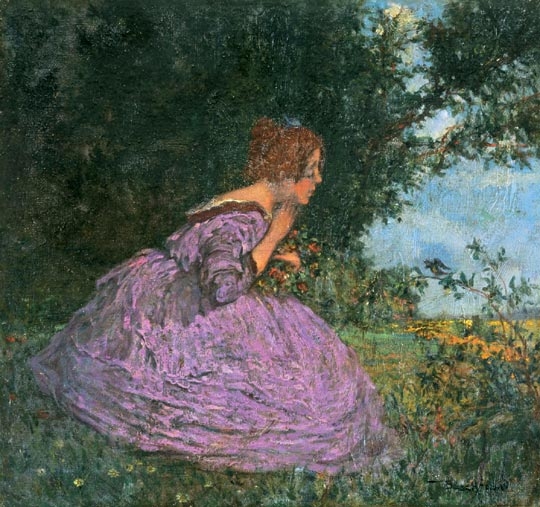 Basch Árpád (1873-1944) Little Girl with a Bird