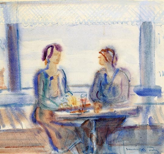 Márffy Ödön (1878-1959) Csinszka and her girlfriend in the Coffee Shop, around 1928