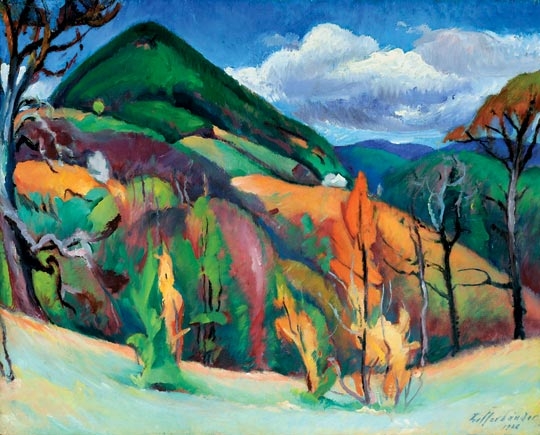 Ziffer Sándor (1880-1962) Nagybányai hegyek tavasszal, 1928